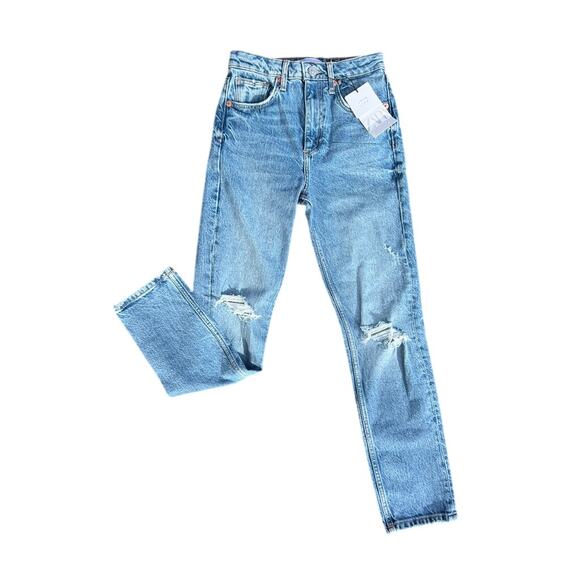 NWT Zara high rise distressed ripped skinny jeans size 0x27 - Picture 1 of 4